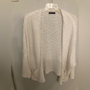 SHEIN Cream Plush Open-Front Cardigan